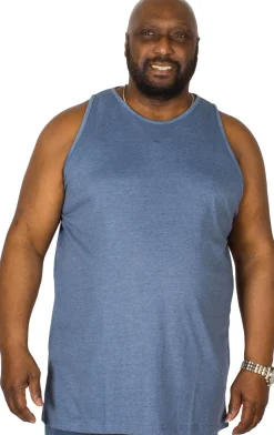 Hot Bigdude Plain Vest Denim Marl Tank Tops