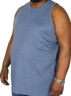 Fashion Bigdude Plain Vest Denim Marl Tall Tank Tops