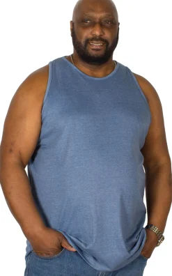 Fashion Bigdude Plain Vest Denim Marl Tall Tank Tops