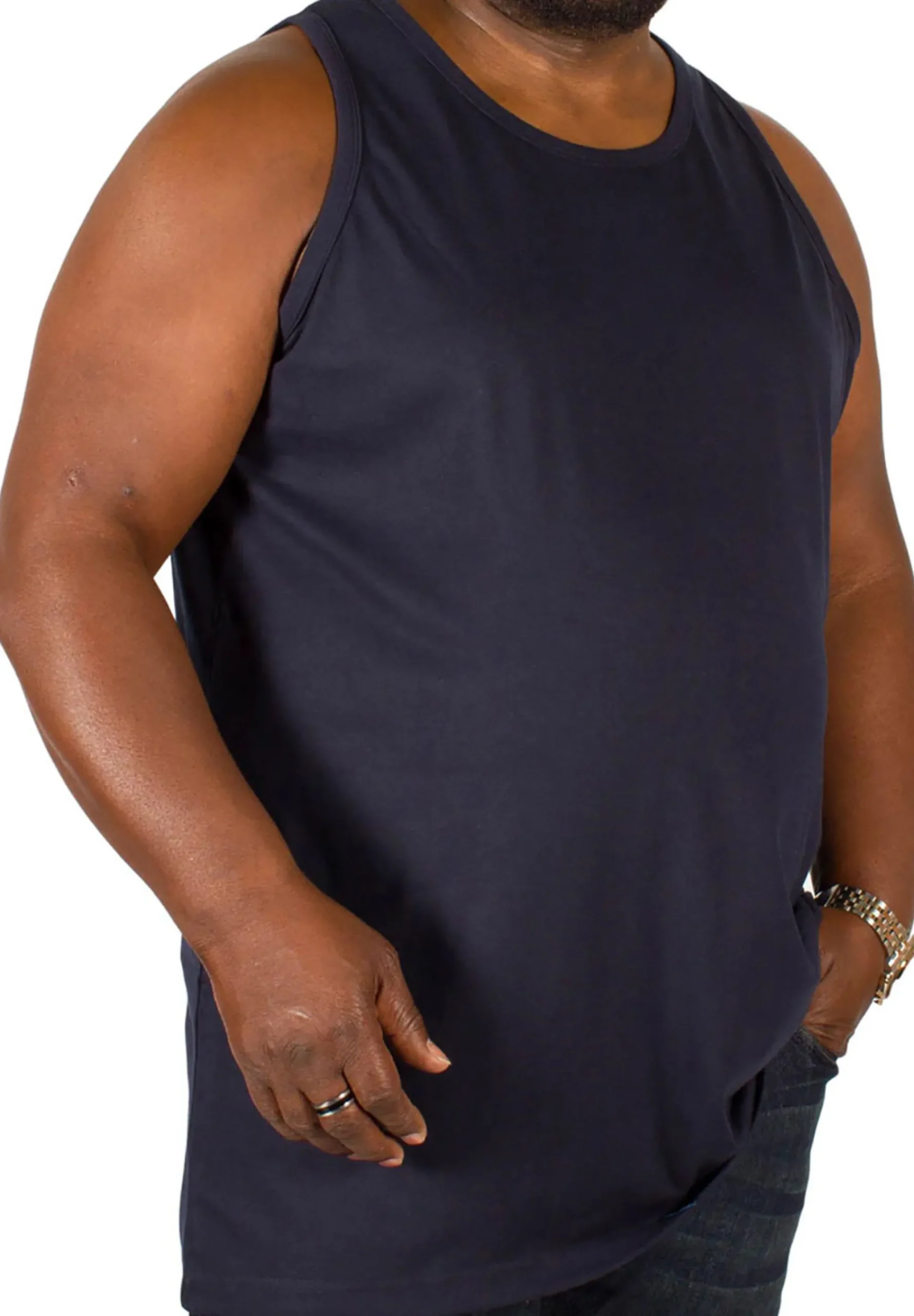 Discount Bigdude Plain Vest Navy Tank Tops