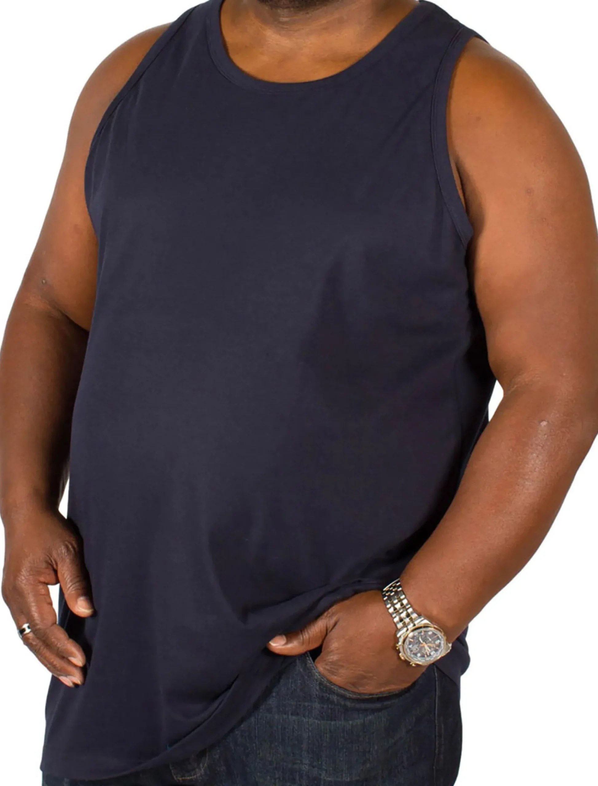 Discount Bigdude Plain Vest Navy Tank Tops