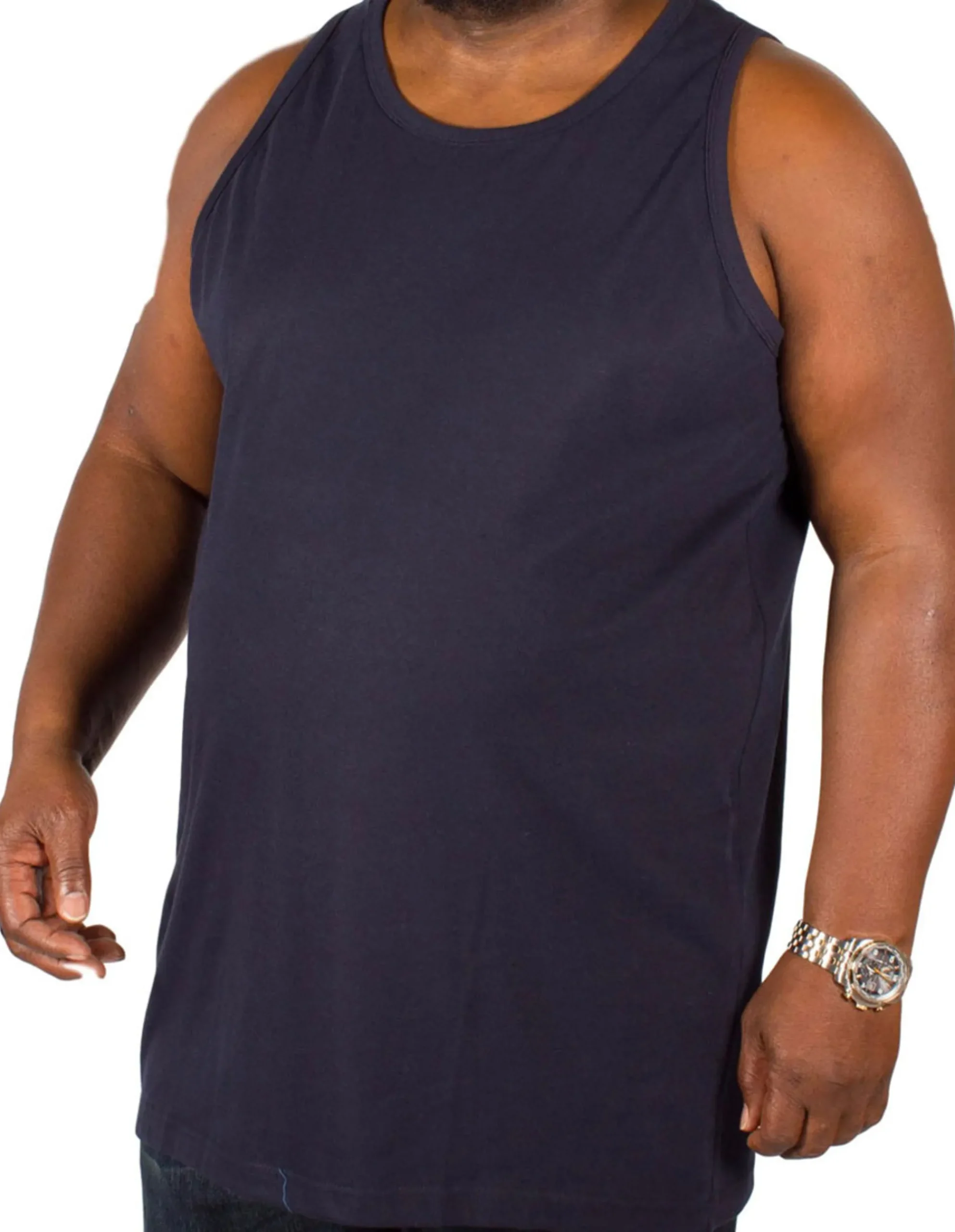 Discount Bigdude Plain Vest Navy Tank Tops
