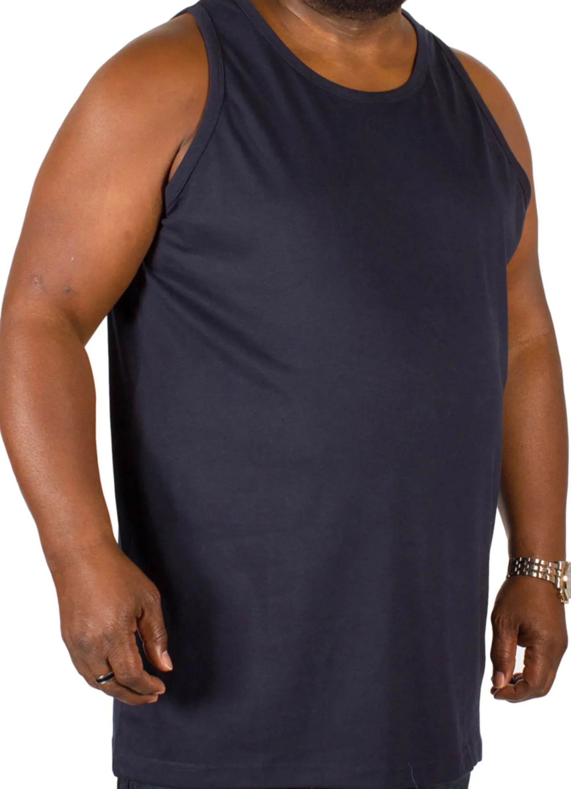 Discount Bigdude Plain Vest Navy Tank Tops