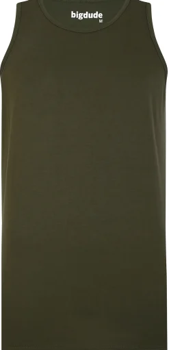 New Bigdude Plain Vest Olive Tank Tops