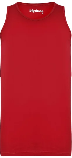 Clearance Bigdude Plain Vest Pepper Red Tall Tank Tops