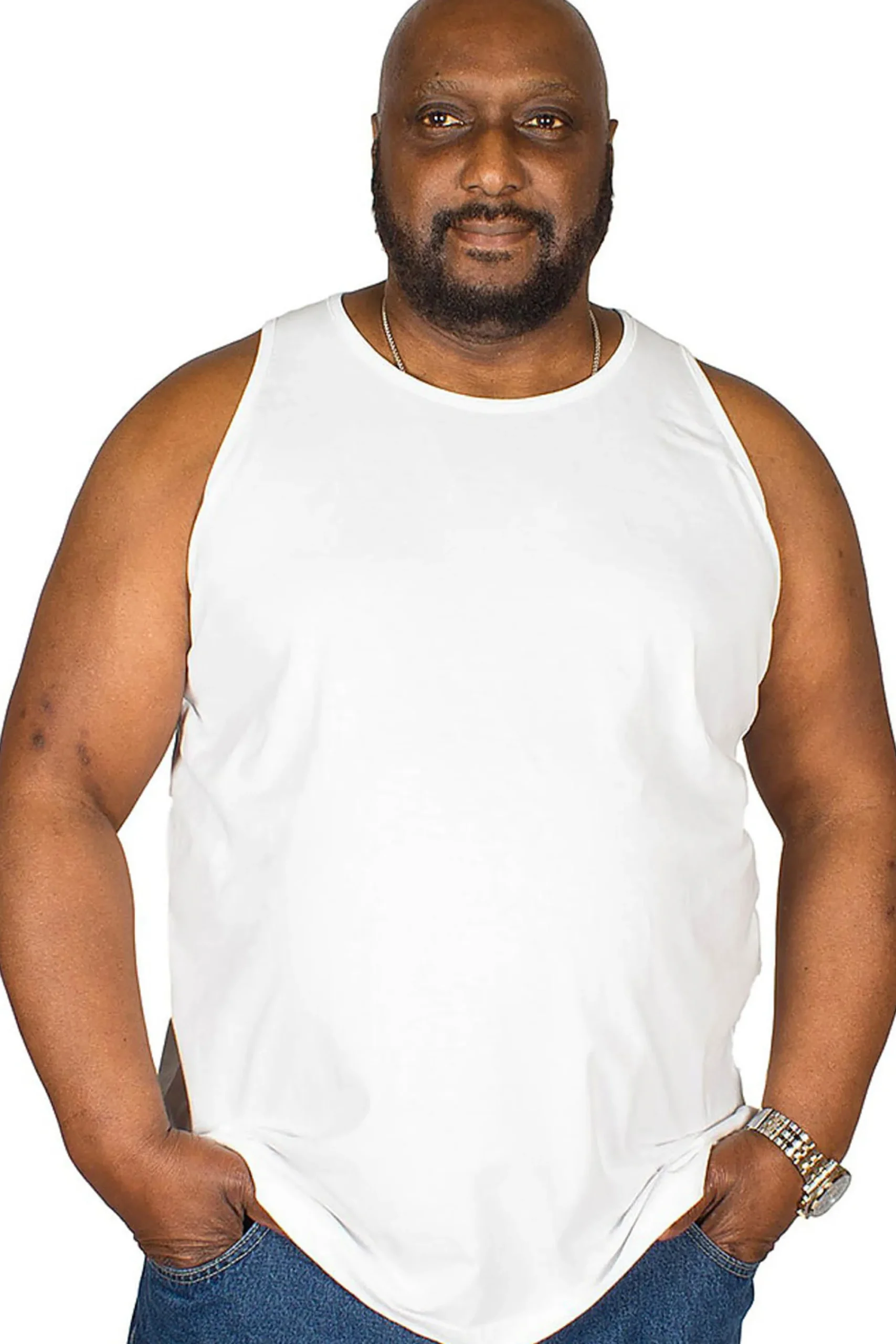 Sale Bigdude Plain Vest White Tall Tank Tops