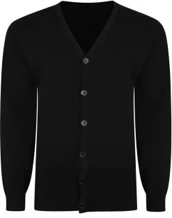 Discount Bigdude Plain V-Neck Knitted Cardigan Black Sweatshirts & Cardigans