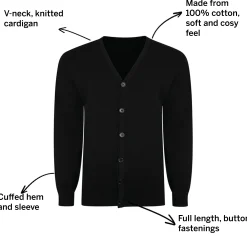 Discount Bigdude Plain V-Neck Knitted Cardigan Black Sweatshirts & Cardigans