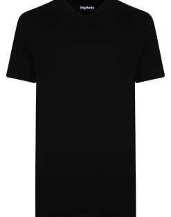 Best Bigdude Plain V-Neck T-Shirt Black Tall T-shirts