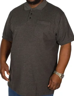 Hot Bigdude Polo Shirt With Pocket Charcoal Tall Polo Shirts