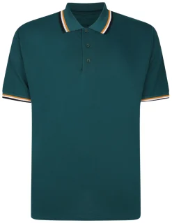 Fashion Bigdude Polo With Contrast Tipping Teal Polo Shirts