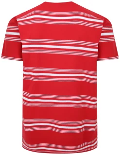 Hot Bigdude Pure Cotton Striped T-Shirt Red Tall T-shirts