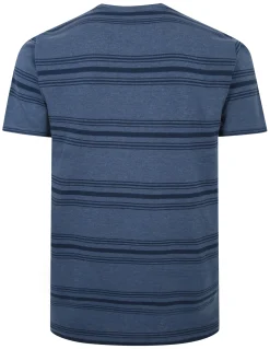 Discount Bigdude Pure Cotton Striped T-Shirt Dark Denim Tall T-shirts