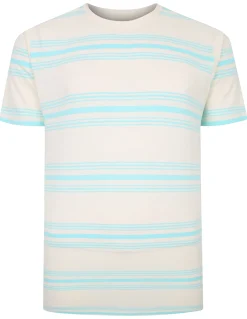 Fashion Bigdude Pure Cotton Striped T-Shirt Cream Tall T-shirts