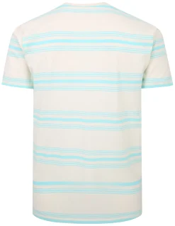 Fashion Bigdude Pure Cotton Striped T-Shirt Cream Tall T-shirts