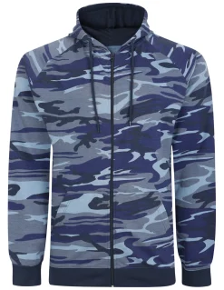 Outlet Bigdude Raglan Camo Full Zip Hoody Navy Hoodies