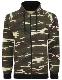 Clearance Bigdude Raglan Camo Full Zip Hoody Khaki Hoodies