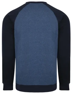 New Bigdude Raglan Contrast Crew Neck Sweatshirt Denim Marl/Navy Hoodies