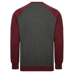 Discount Bigdude Raglan Contrast Crew Neck Sweatshirt Charcoal/Burgundy Hoodies
