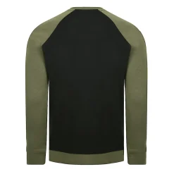 Discount Bigdude Raglan Contrast Crew Neck Sweatshirt Black/Khaki Sweatshirts & Cardigans