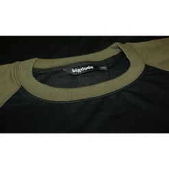 Discount Bigdude Raglan Contrast Crew Neck Sweatshirt Black/Khaki Sweatshirts & Cardigans