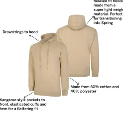 Clearance Bigdude Relaxed Fit Lightweight Hoody Sand Hoodies