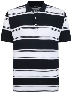 Clearance Bigdude Rugby Striped Pique Polo Navy Polo Shirts