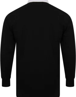 Outlet Bigdude Rugby Style Long Sleeve Polo Shirt Black Polo Shirts