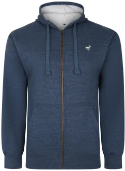 Sale Bigdude Sherpa Lined Zip Hoody Dark Denim Hoodies