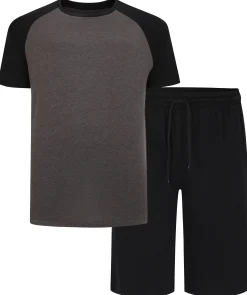 Discount Bigdude Short Sleeve PJ Set Charcoal Pajama Sets|Pajamas