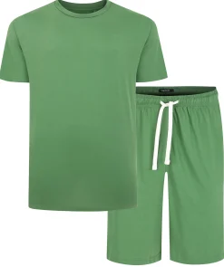 Fashion Bigdude Short Sleeve Pyjama Set Deep Green Pajama Sets|Pajamas