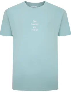 Online Bigdude Slogan Embroidered T-Shirt Washed Turquoise T-shirts