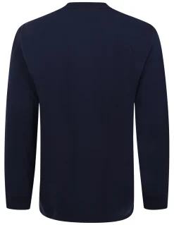 New Bigdude Smart Single Jersey Long Sleeve Polo With Zip Navy Polo Shirts