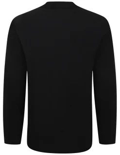 Sale Bigdude Smart Single Jersey Long Sleeve Polo With Zip Black Tall Polo Shirts