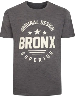 Best Bigdude Space Dye Bronx Print T-Shirt Charcoal T-shirts