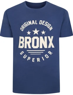 Discount Bigdude Space Dye Bronx Print T-Shirt Indigo T-shirts