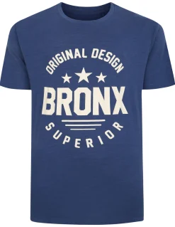 Fashion Bigdude Space Dye Bronx Print T-Shirt Indigo Tall T-shirts