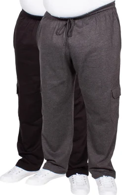 Best Bigdude Straight Leg Cargo Joggers Twin Pack Charcoal/Black Sweatpants