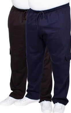 Fashion Bigdude Straight Leg Cargo Joggers Twin Pack Black/Navy Sweatpants