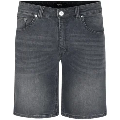 Fashion Bigdude Stretch Denim Shorts With Whiskers Grey Wash Shorts