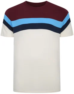 Fashion Bigdude Striped Colour Block T-Shirt Burgundy T-shirts