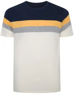 Outlet Bigdude Striped Colour Block T-Shirt Navy Tall T-shirts