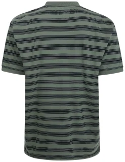 Fashion Bigdude Striped Jersey Polo Sage Green Polo Shirts