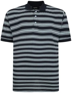 Best Bigdude Striped Jersey Polo Navy Tall Polo Shirts