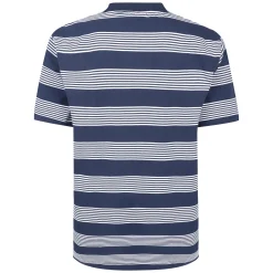 Online Bigdude Striped Relaxed Collar Polo Navy/White Polo Shirts