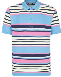 Discount Bigdude Summer Stripe Polo Bright Blue Polo Shirts