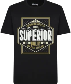 New Bigdude Superior Print T-Shirt Black Tall T-shirts