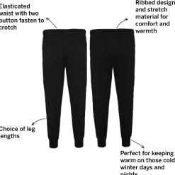 Hot Bigdude Thermal Long Johns Black Pajama Bottoms|Pajamas