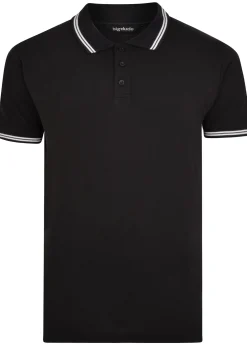 Clearance Bigdude Tipped Polo Shirt Black Polo Shirts