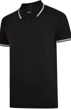 Clearance Bigdude Tipped Polo Shirt Black Polo Shirts